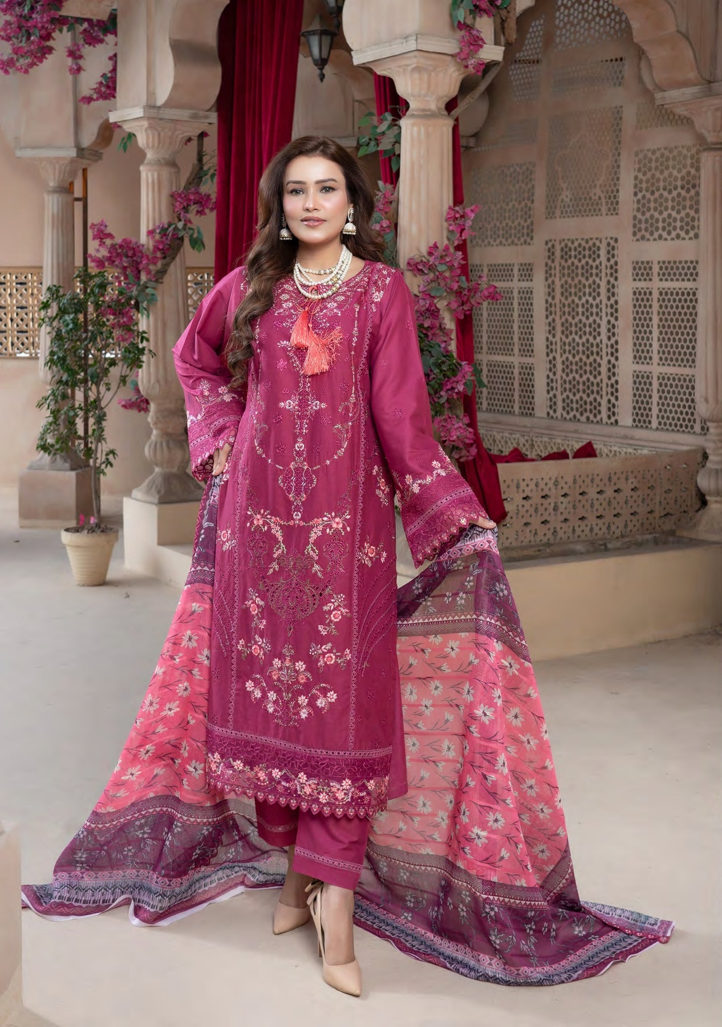 Munira Jheel Cotton Rasberry Pink
