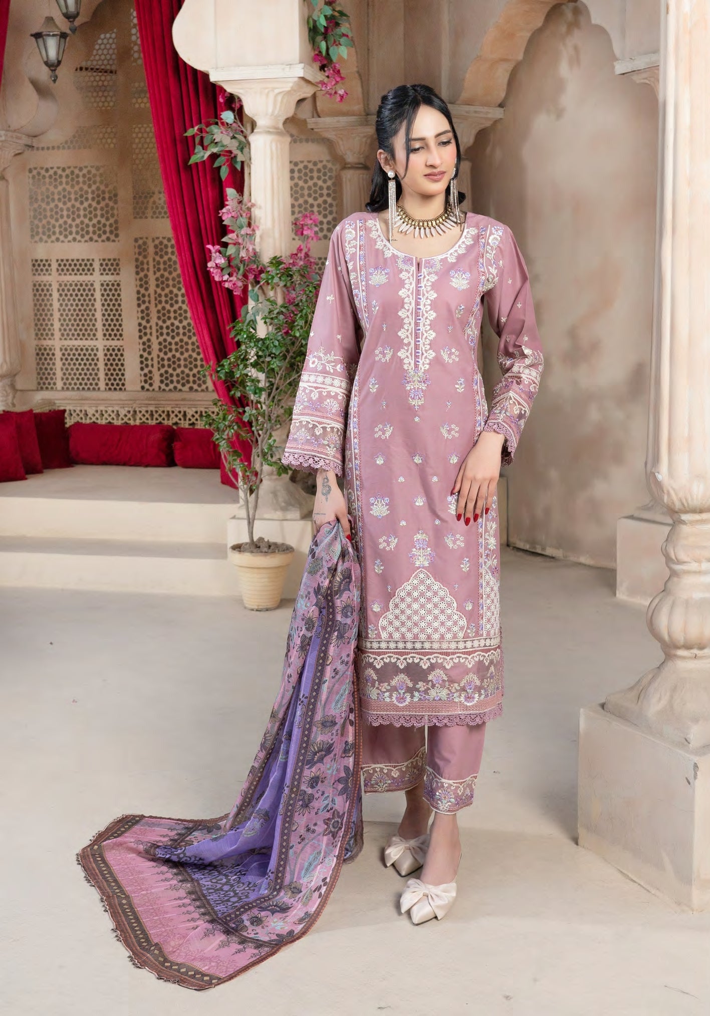 Munira Jheel Cotton Coral Pink