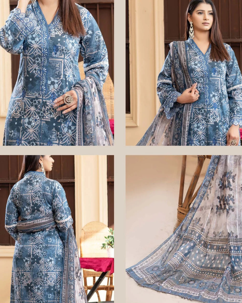 Munira Eid Lawn Blue