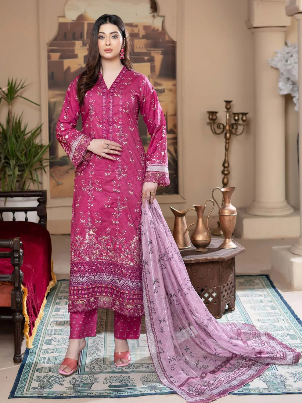 Munira Eid Lawn Pink