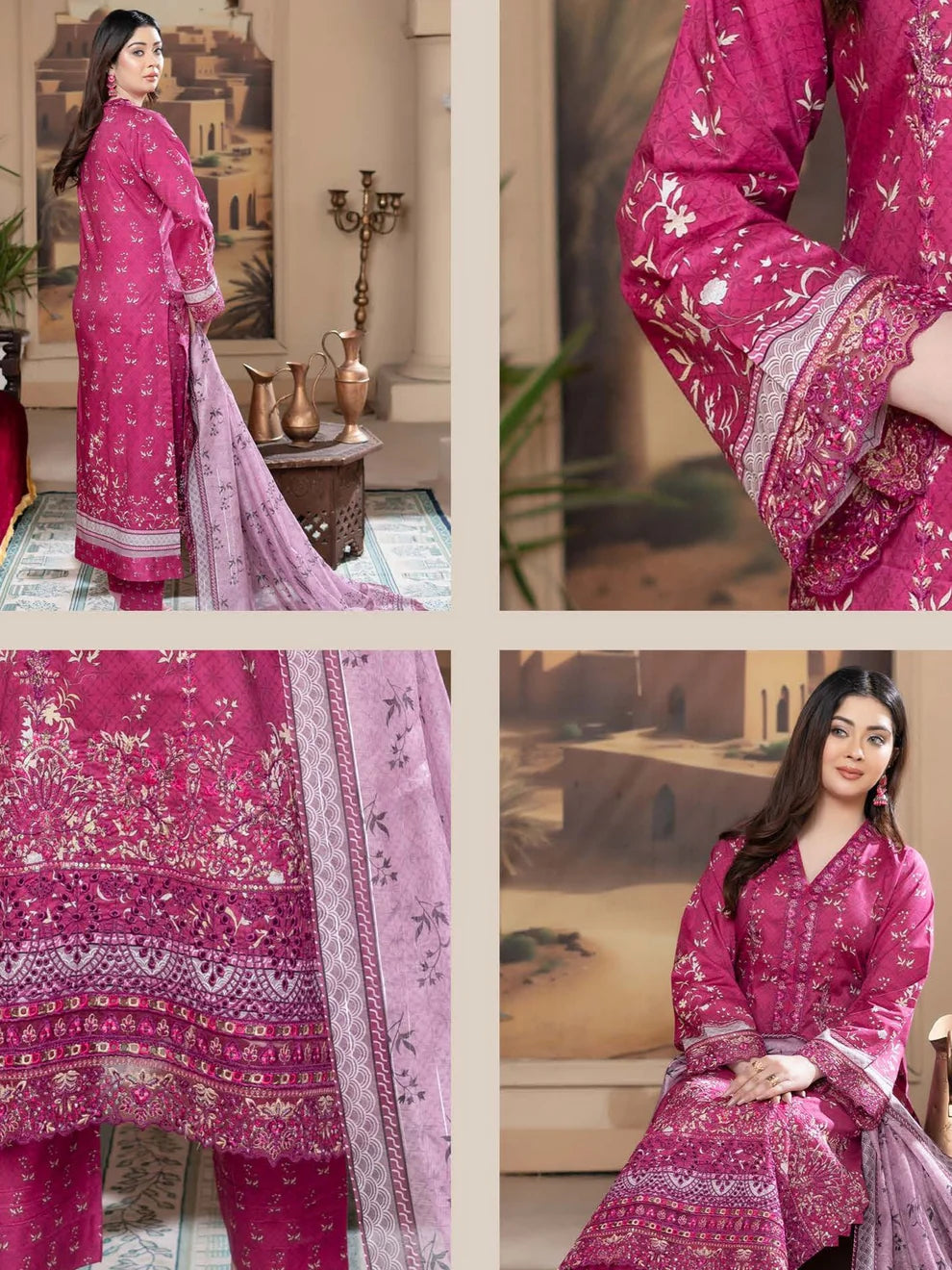 Munira Eid Lawn Pink