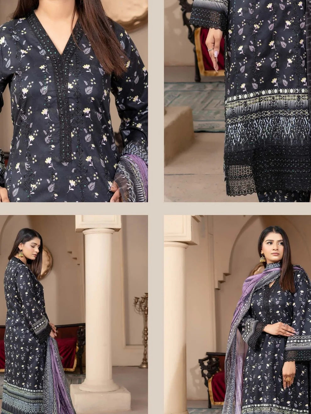 Munira Eid Lawn Black