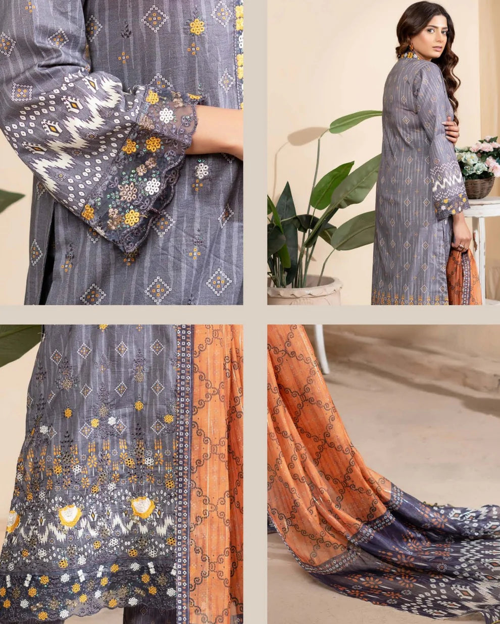Munira Eid Lawn Grey