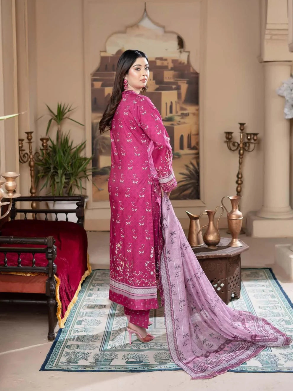 Munira Eid Lawn Pink