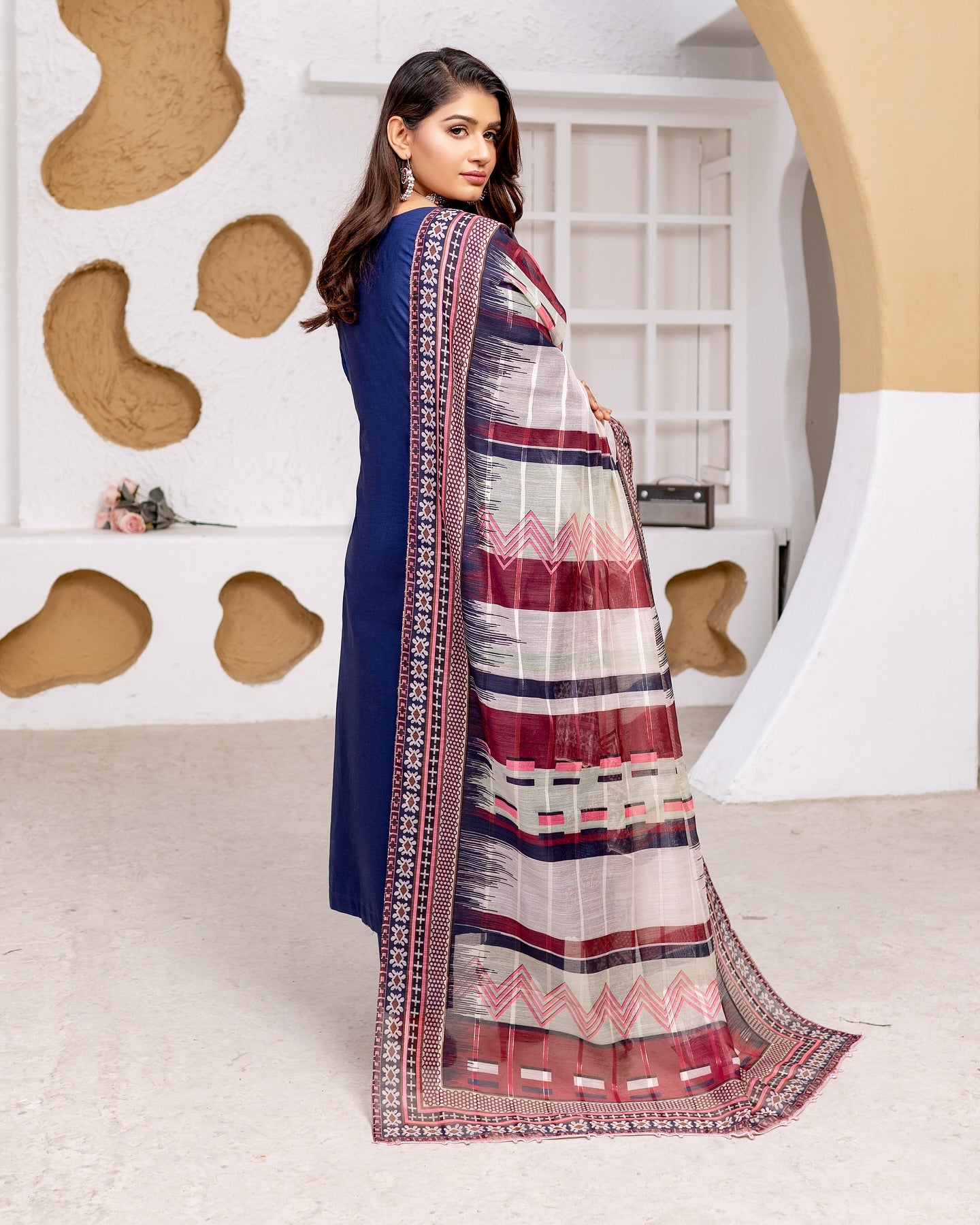 Munira 7 Voguish Cotton Navy Blue