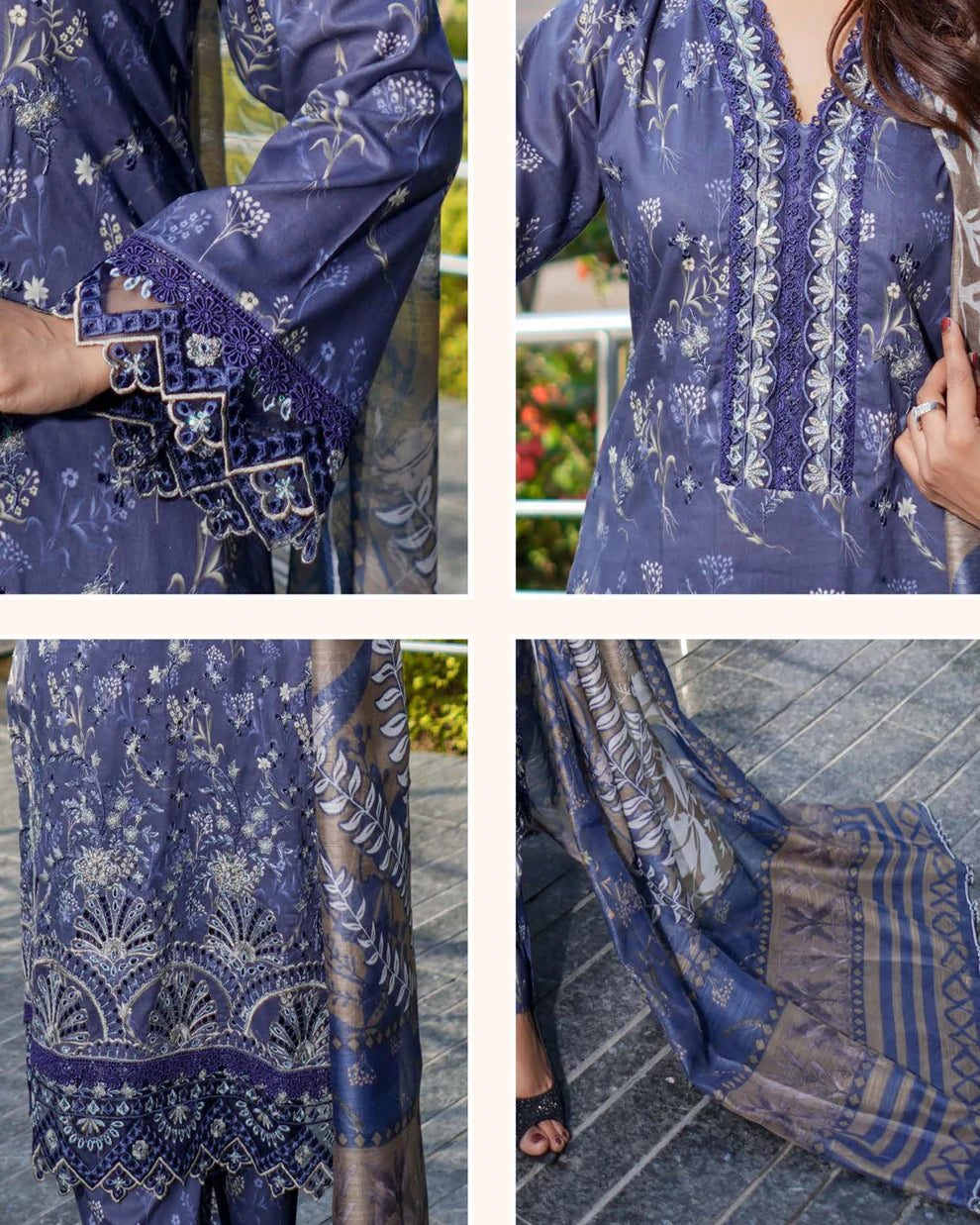 Munira Mah-e-Noor Lawn Blue
