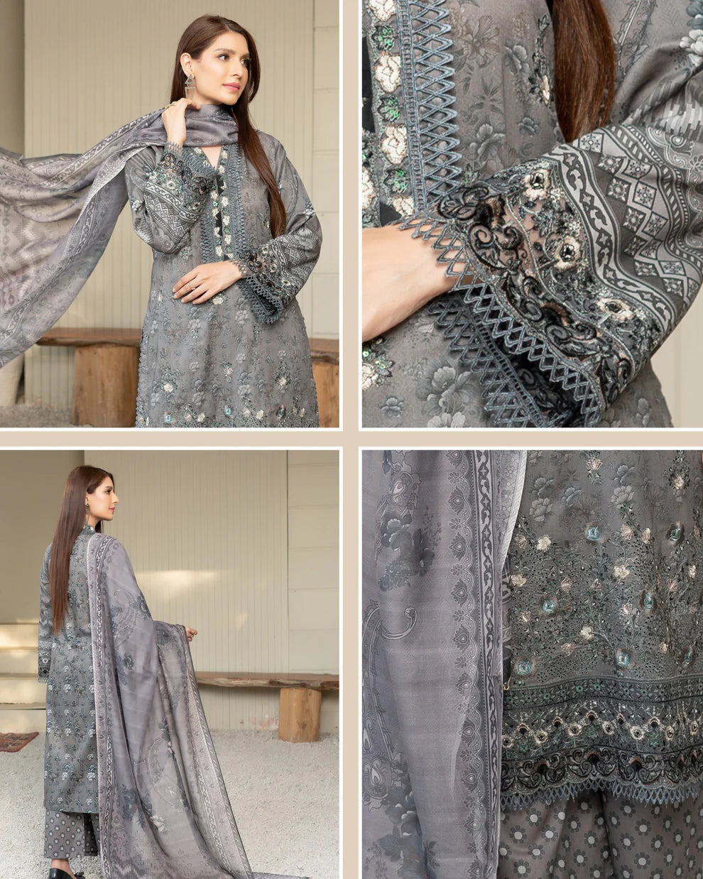Munira Hayat Lawn Marbel Grey