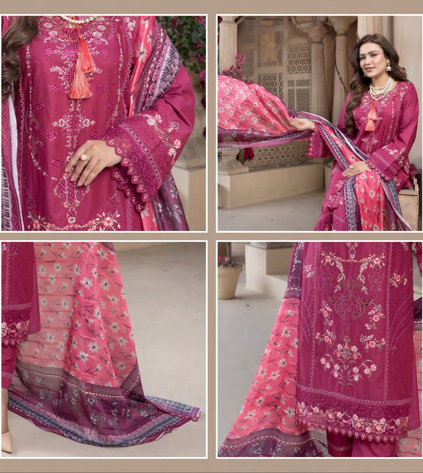 Munira Jheel Cotton Rasberry Pink