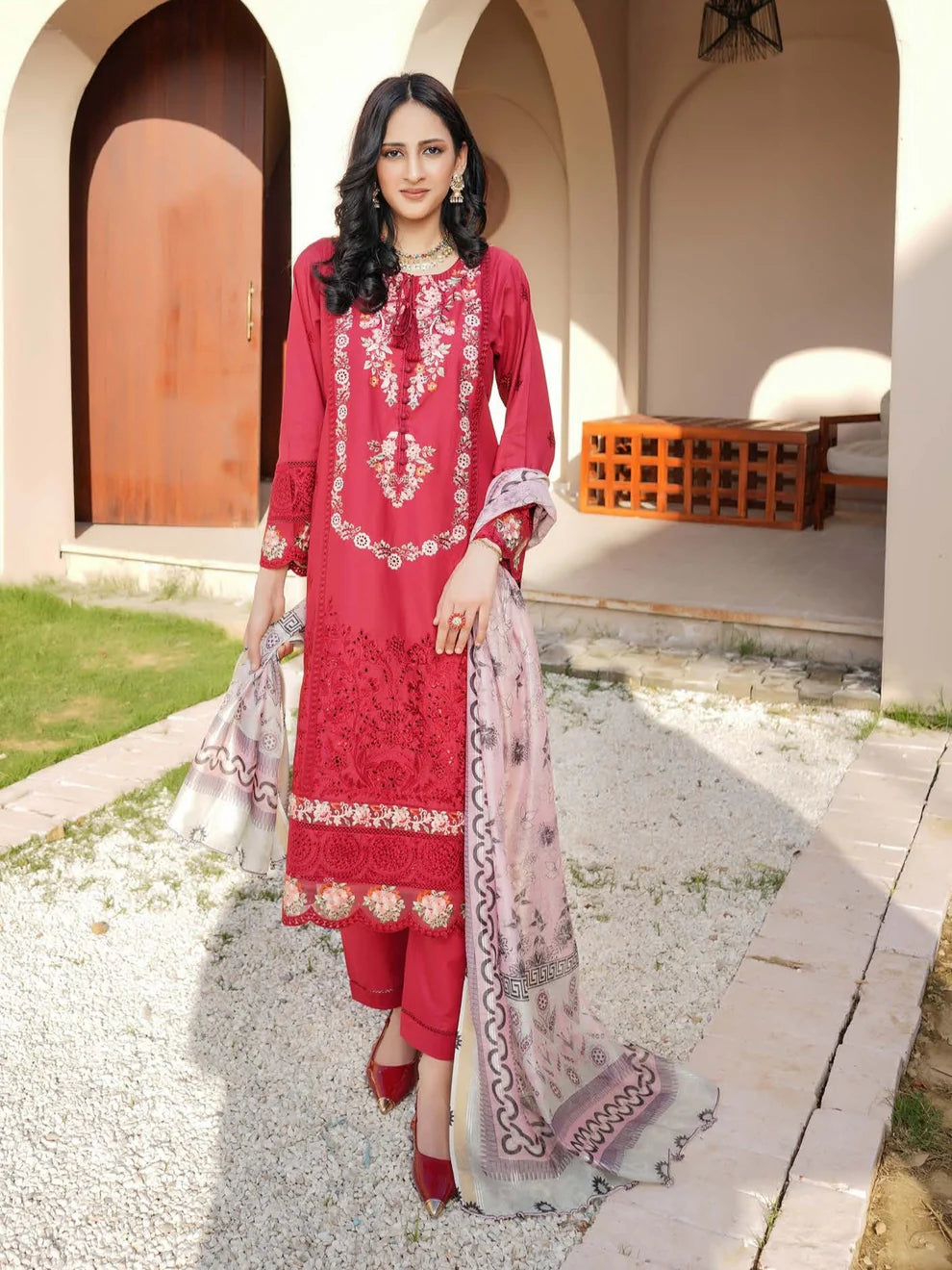 Munira Sitara Lawn Blood Red