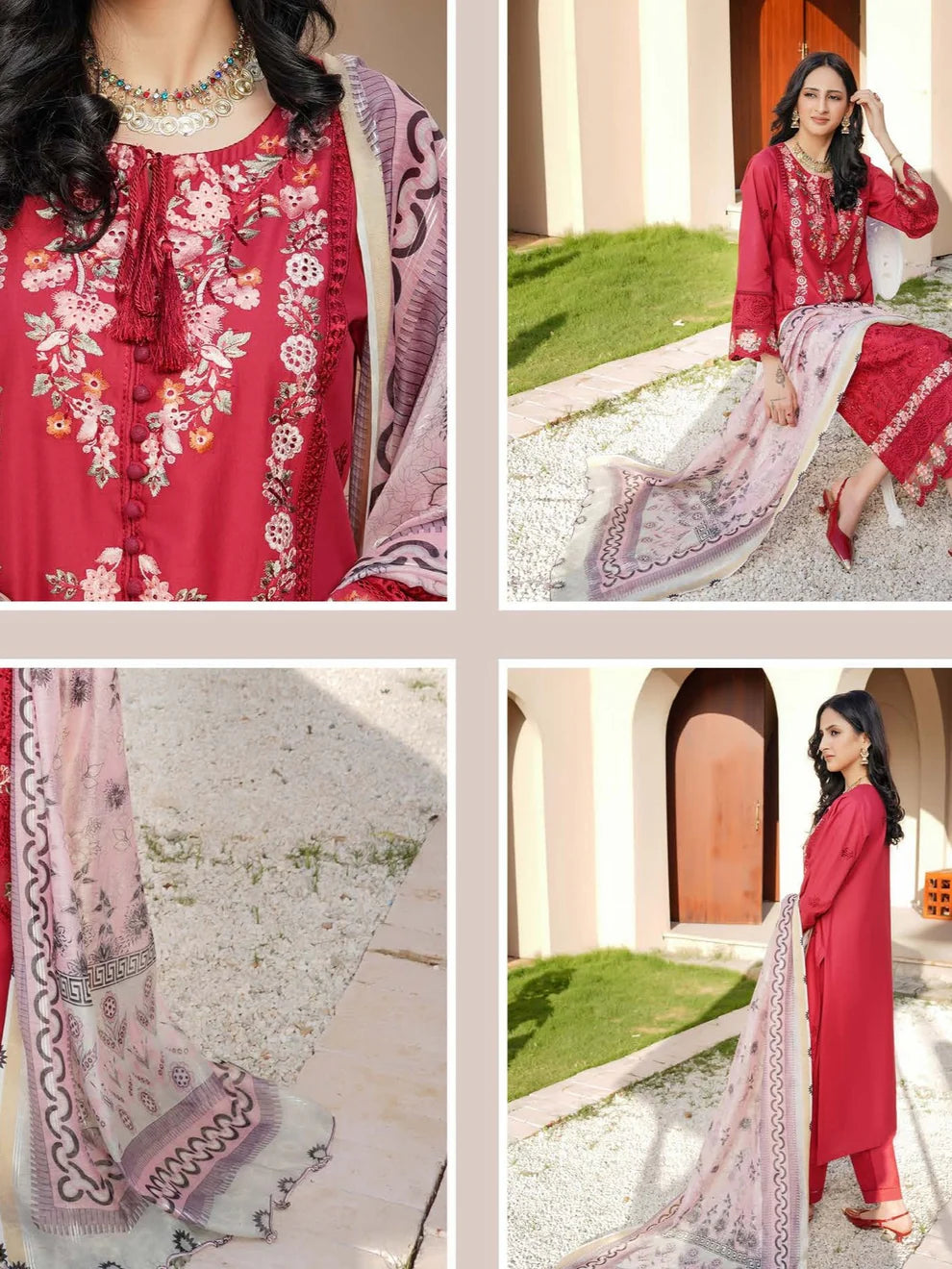 Munira Sitara Lawn Blood Red