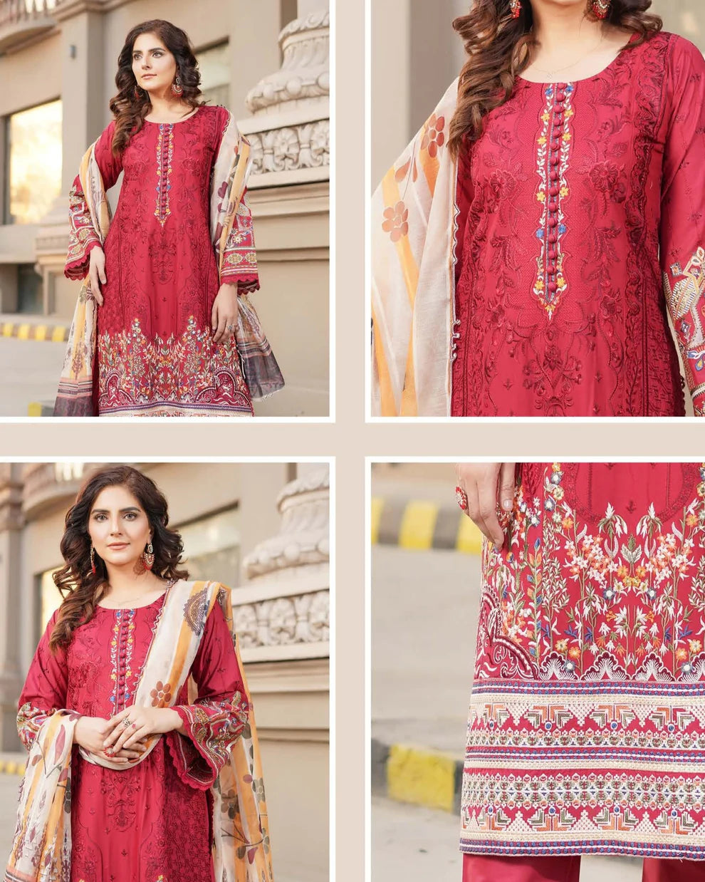 Munira Eid Fiesta Cotton Mehroon