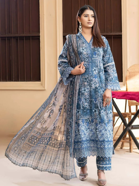 Munira Eid Lawn Blue