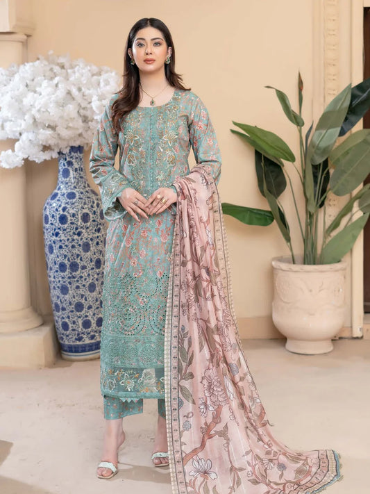 Munira Eid Lawn Teal Green