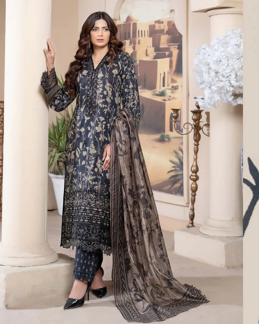 Munira Eid Lawn Charcoal