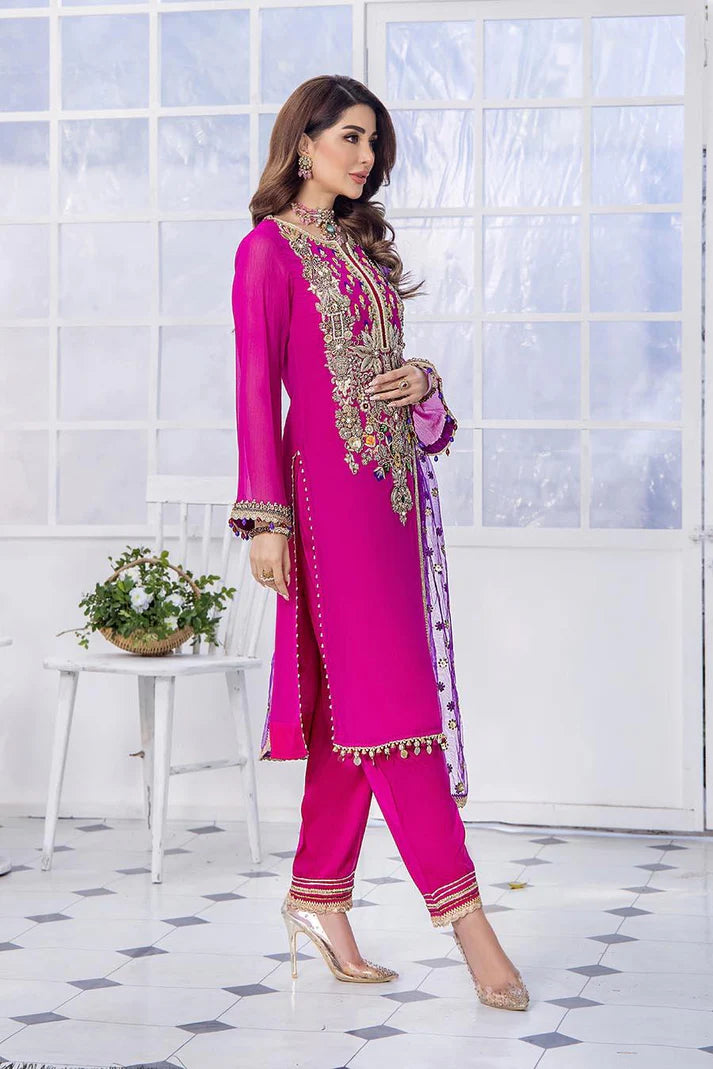 P-223 Royal Pink CRINKLE CHIFFON