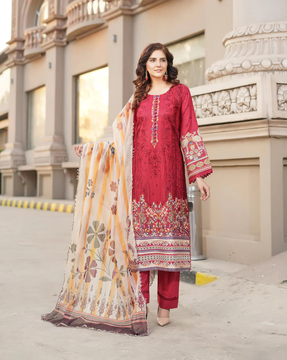 Munira Eid Fiesta Cotton Mehroon