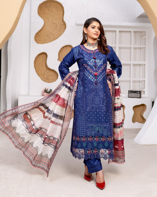 Munira 7 Voguish Cotton Navy Blue