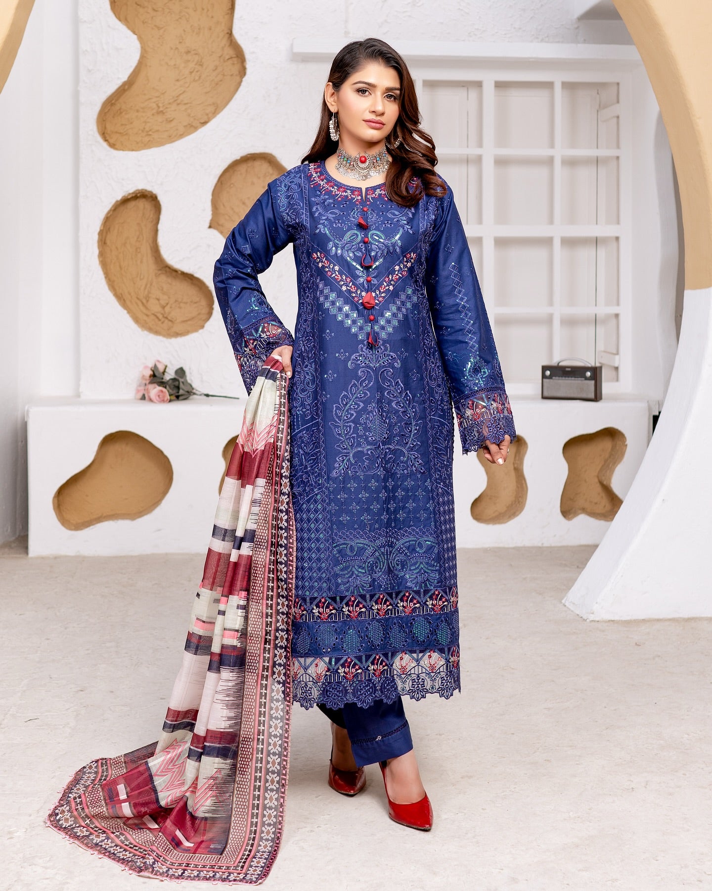 Munira 7 Voguish Cotton Navy Blue