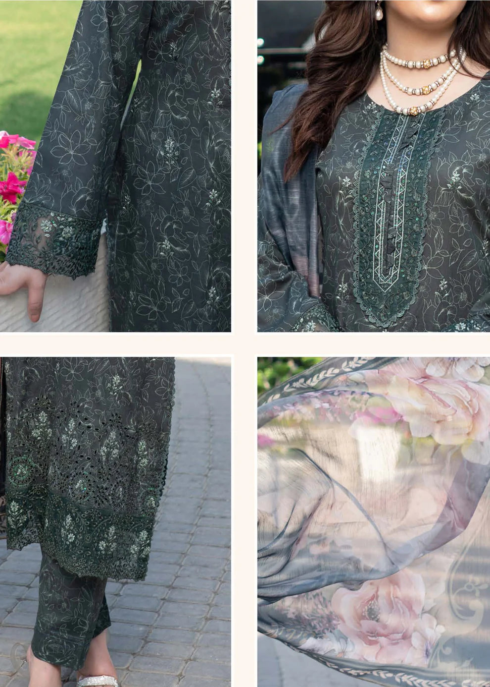 Munira Sufiyana Lawn Forest Green